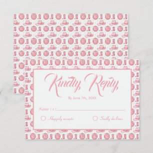 Schattigee Roze Westerne bruiloft RSVP Kaartje