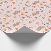 Schattigee Roze Westerne Halloween Highland Koe Ca Cadeaupapier (Hoek)