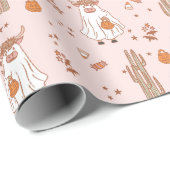 Schattigee Roze Westerne Halloween Highland Koe Ca Cadeaupapier (Rol Hoek)