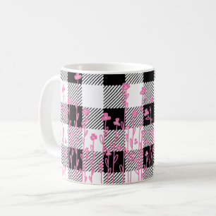 Schattigee roze wilde bloemen doodle zwart wit pla koffiemok