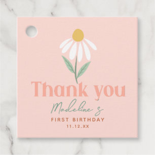 Schattigee Roze Wildflower Daisy Girls Verjaardag Bedankjes Labels