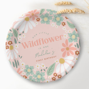 Schattigee Roze Wildflower Daisy Kinder eerste ver Papieren Bordje