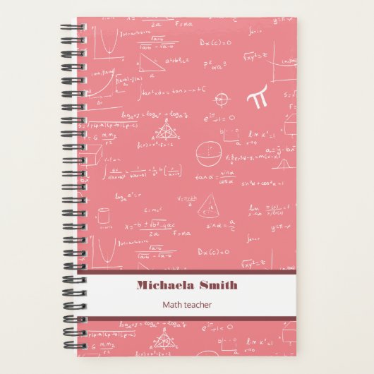 Schattigee Roze Wiskunde Vergelijkingsformules Planner (Voorkant)