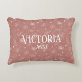 Schattigee roze & witte bloemenboerderij accent kussen (Voorkant)