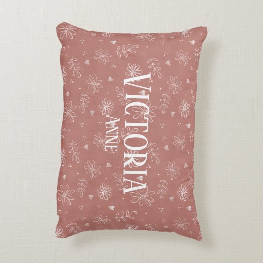 Schattigee roze & witte bloemenboerderij accent kussen (Achterkant (Verticaal))