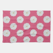 Schattigee Roze Witte Daisy Bloempatroon Keukenhan Theedoek (Horizontaal)