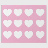 Schattigee Roze Witte Hart Verjaardag Valentijnsda Cadeaupapier (Vlak)