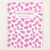 Schattigee Roze & Witte Koe Print Custom Planner (Voorkant)