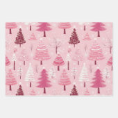 Schattigee Roze Witte Retro Kerstbomen Inpakpapier Vel (Voorkant 3)