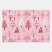Schattigee Roze Witte Retro Kerstbomen Inpakpapier Vel (Voorkant 2)