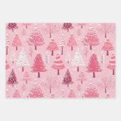 Schattigee Roze Witte Retro Kerstbomen Inpakpapier Vel (Voorkant)