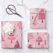 Schattigee Roze Witte Retro Kerstbomen