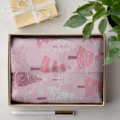 Schattigee Roze Witte Retro Kerstbomen Tissuepapier (Geschenk)