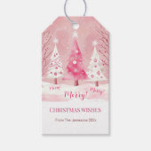 Schattigee Roze Witte Retro Kerstmis Cadeaulabel (Voorkant)