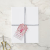 Schattigee Roze Witte Retro Kerstmis Cadeaulabel (Met Touw)