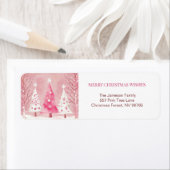 Schattigee Roze Witte Retro Kerstmis Etiket (Insitu)