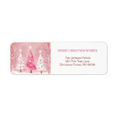Schattigee Roze Witte Retro Kerstmis Etiket (Voorkant)