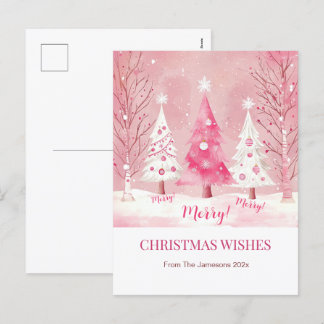 Schattigee Roze Witte Retro Kerstmis Feestdagenkaart