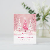 Schattigee Roze Witte Retro Kerstmis Feestdagenkaart (Staand voorkant)