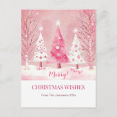 Schattigee Roze Witte Retro Kerstmis Feestdagenkaart (Voorkant)