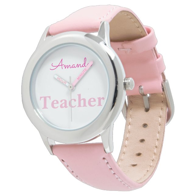 Schattigee roze witte verpleegster gepersonaliseer horloge (Gekanteld)