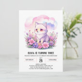 Schattigee roze wolf welp verjaardag kaart (Staand voorkant)