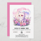 Schattigee roze wolf welp verjaardag kaart (Voorkant / Achterkant)