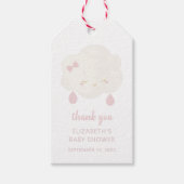 Schattigee roze wolk. Baby shower dank u. Baby mei Cadeaulabel (Voorkant)