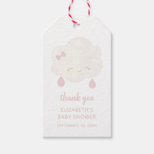 Schattigee roze wolk. Baby shower dank u. Baby mei Cadeaulabel
