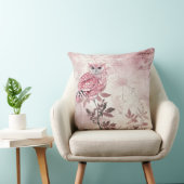 Schattigee Roze Woodland Uil Kussen (Stoel)