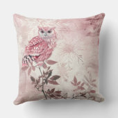 Schattigee Roze Woodland Uil Kussen (Achterkant)