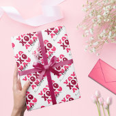 Schattigee roze XOXO kussen Valentijnse  Patroon Cadeaupapier