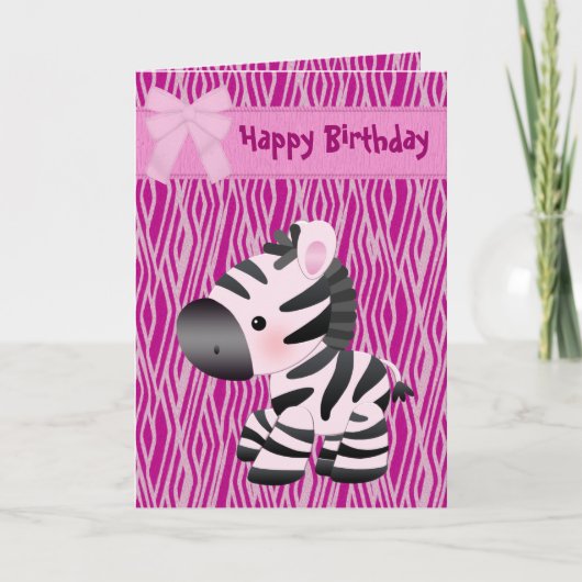 Schattigee Roze Zebra & Cupcake (binnen) Verjaarda Kaart (Voorkant)