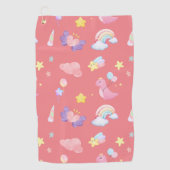 Schattigee roze zoete dinosaurus regenboogballon P Golfhanddoek (Voorkant)