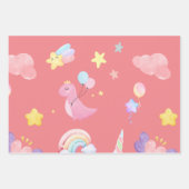 Schattigee roze zoete dinosaurus regenboogballon P Inpakpapier Vel (Voorkant 2)