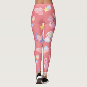 Schattigee roze zoete dinosaurus regenboogballon P Leggings