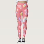 Schattigee roze zoete dinosaurus regenboogballon P Leggings (Voorkant)