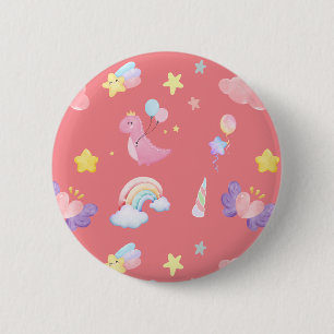 Schattigee roze zoete dinosaurus regenboogballon P Ronde Button 5,7 Cm