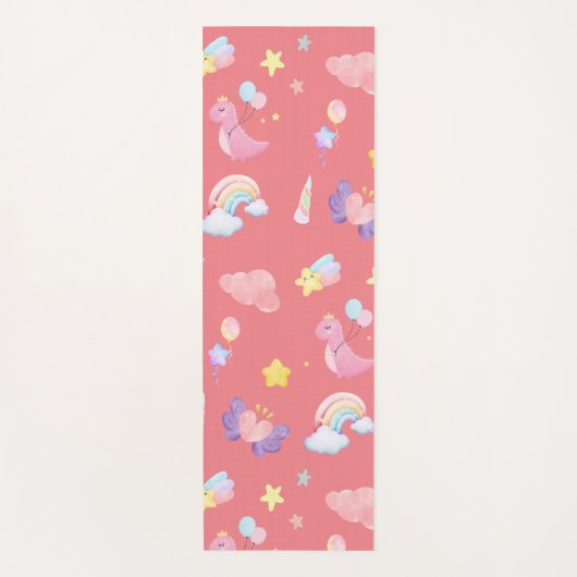 Schattigee roze zoete dinosaurus regenboogballon P Yogamat (Voorkant)