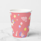 Schattigee roze zoete eenhoorn regenboog ballonpat papieren bekers (Achterkant)