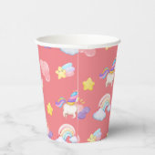 Schattigee roze zoete eenhoorn regenboog ballonpat papieren bekers (Rechts)