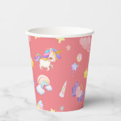 Schattigee roze zoete eenhoorn regenboog ballonpat papieren bekers (Voorkant)