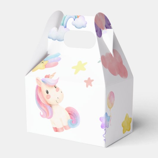 Schattigee roze zoete eenhoorn regenboogballon Pat Bedankdoosjes (Voorkant Zijde)