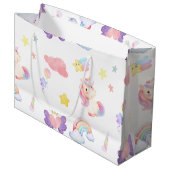 Schattigee roze zoete eenhoorn regenboogballon Pat Groot Cadeauzakje (Voorkant Gekanteld)