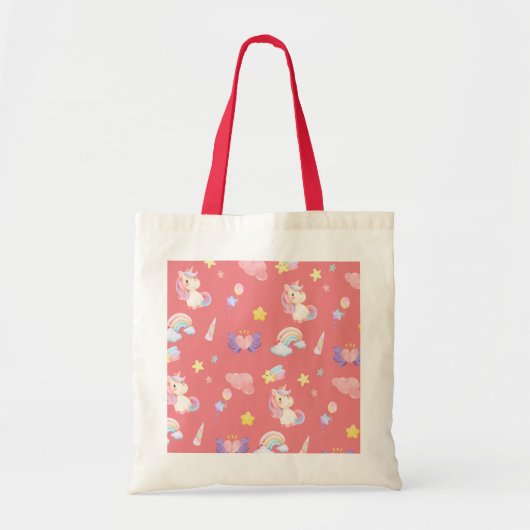 Schattigee roze zoete eenhoorn regenboogballon Pat Tote Bag (Voorkant)