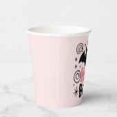 Schattigee Roze & Zwarte Boo Bat Halloween Party Papieren Bekers (Rechts)