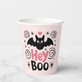 Schattigee Roze & Zwarte Boo Bat Halloween Party Papieren Bekers (Voorkant)