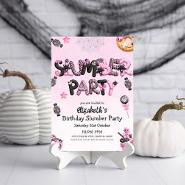 Schattigee Roze Zwarte Halloween Slumber Party Kaart