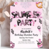 Schattigee Roze Zwarte Halloween Slumber Party Kaart