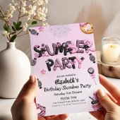Schattigee Roze Zwarte Halloween Slumber Party Kaart